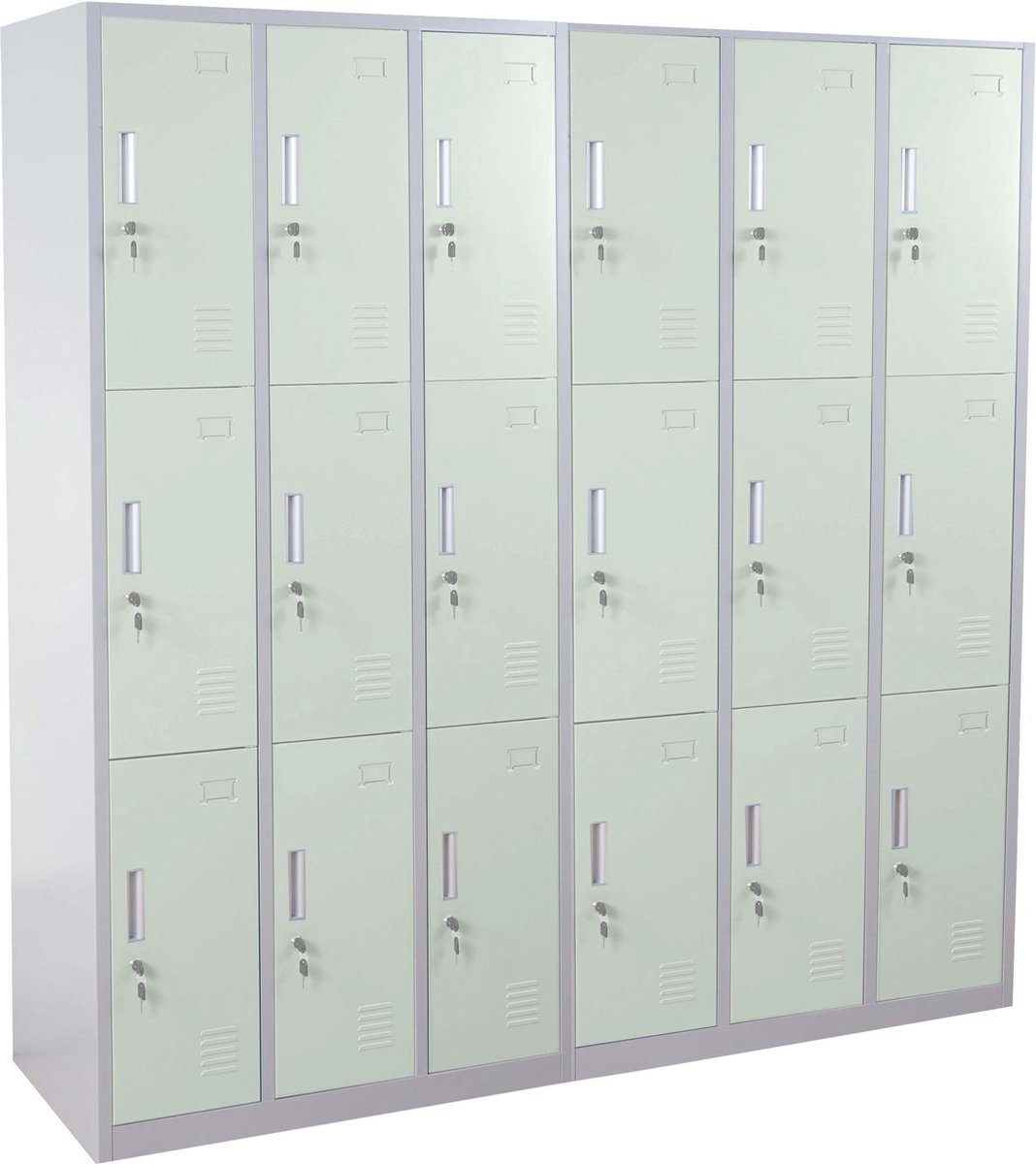 MCW Locker Boston T829, lockerkast kluisje, metaal 18 vakken ~ groen