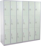 Locker Boston T829, lockerkast kluisje, metaal 18 vakken ~ groen