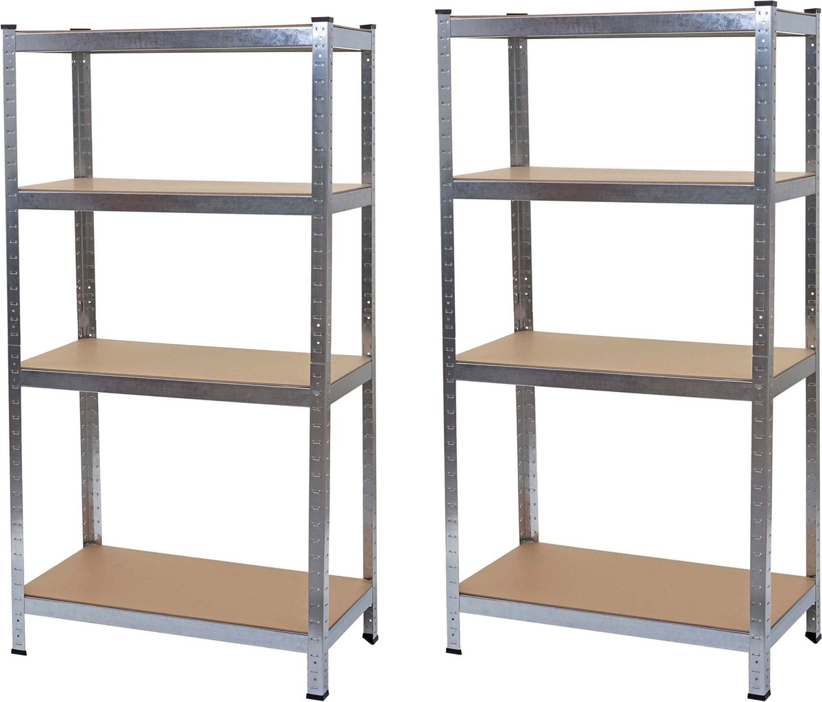 Set van 2 zware rekken MCW-D67, werkplaatsrekken, 160x80x40cm, draagvermogen 320kg per stuk MVG ~ gegalvaniseerd