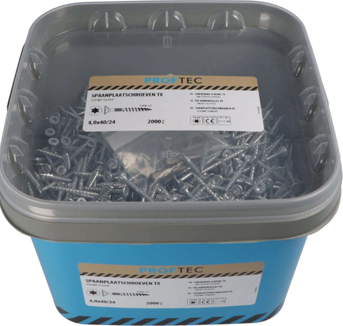Spaanplaatschroef 4.0x50/30 Verzinkt PK+Snijp TX-20+Bit Proftec Emmer (1500)
