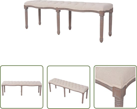 Canapé Antique The Living Store - Rembourré - 150 x 40 x 48 cm - Blanc crème