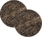 Feeric Diner/kerstdiner onderborden - 8x st - zwart/goud - kunststof - D33 x H1,5 cm- rond