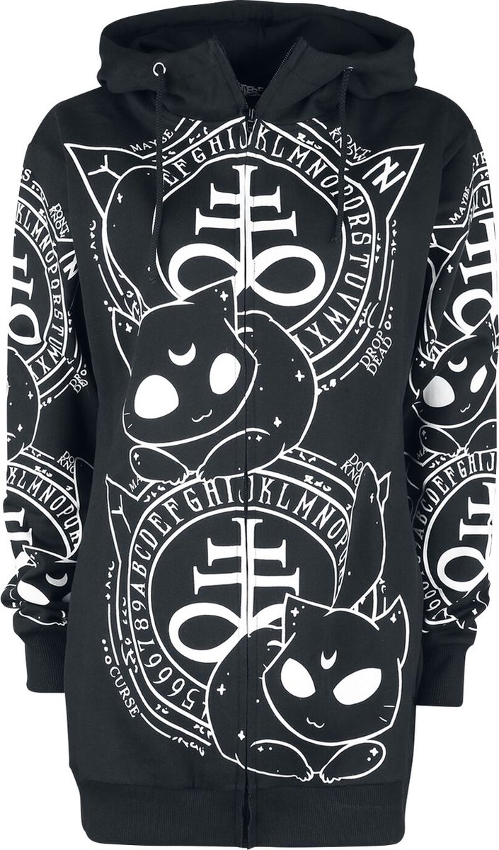 Heartless Cat Craft Hood Dames Vest met capuchon - zwart/wit - M