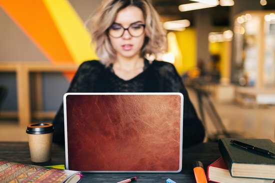 Laptop sticker - 11.6 inch - Leer - Lederlook - Bruin - Licht - 30x21cm - Laptopstickers - Laptop skin - Cover