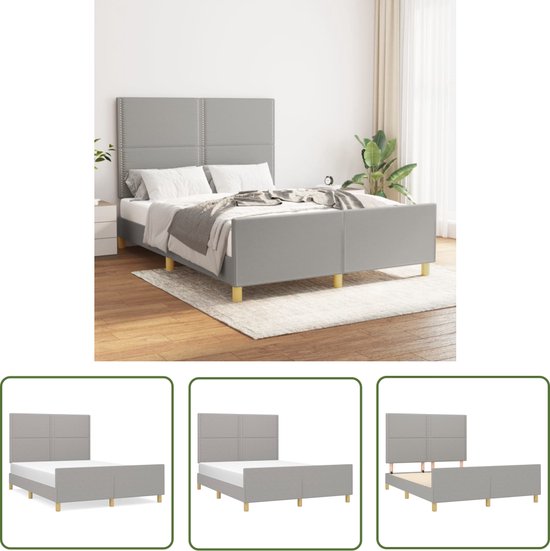 The Living Store Cadre de lit VPPXX - 203 x 146 x 118/128 cm - gris clair