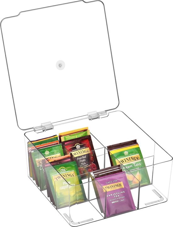 Organizer voor theezakjes van kunststof, opbergdoos voor theezakjes, ruimtebesparend, snack voor koffiecapsules voor op kantoor