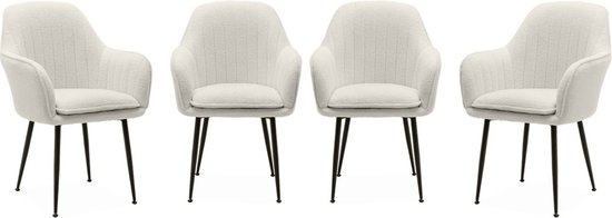 sweeek - Set de 4 chaises en boucle pieds métal noir mat, shella, l 57 x p 59 x h 84,5