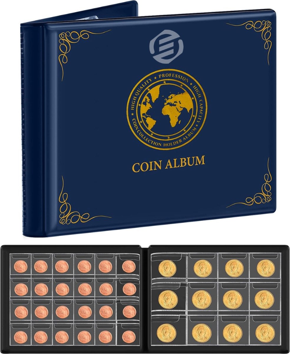 Equivera Muntenalbum - Muntenverzamelmap - Munten Verzamelmap - Munten Verzameling Opbergsysteem - Muntenmap - Muntenhouders - Munten Opbergbladen - Munten Opbergen - Geld Verzamelmap - Geldalbum - Geldmap