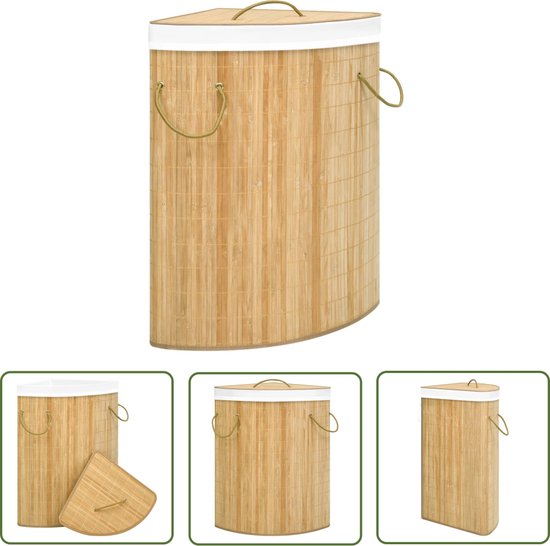 vidaXL Bamboewasmand - Hoekwasmand - Hoekwasmand 60 L bamboe - Wasmand - Wasbak - Opbergmand