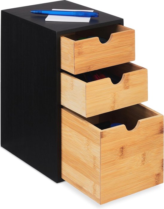 Bureau-organiser met 3 lades - Van bamboe - 33x24x26 cm - Opbergkastje voor een