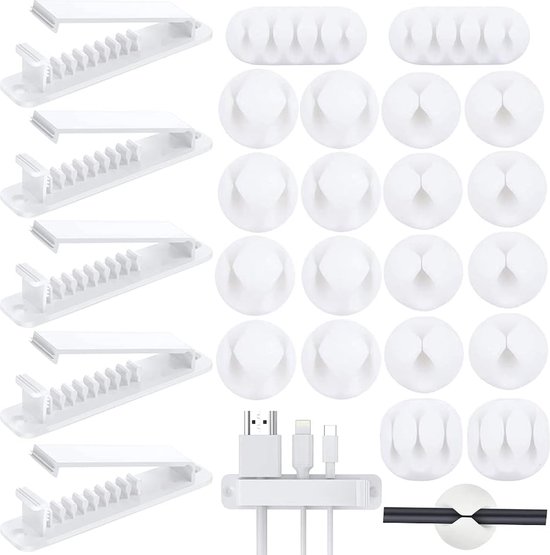 QUARKZMAN Kabelgatafdekking 2 Stuks - 35mm, Wit ABS, Voor Bureau En Tafel