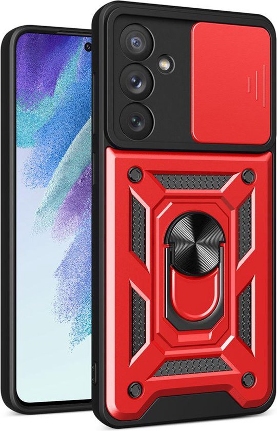 Coque Samsung Galaxy A54 - Coque MobyDefend Armor avec Ring rotatif - Rouge - Coque pour téléphone portable - Coque adaptée pour : Samsung Galaxy A54