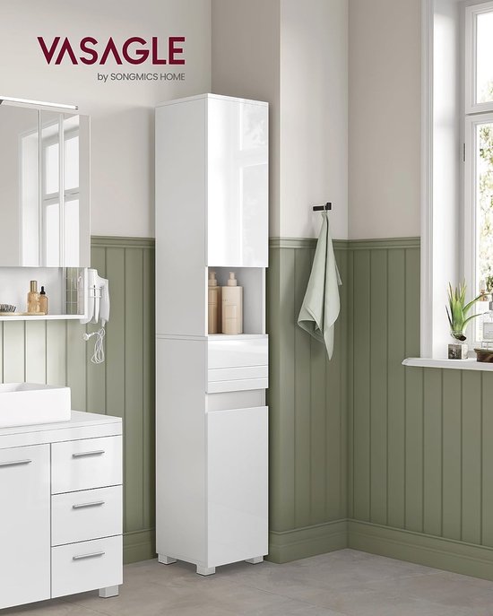 Kleankin medicijnkast wandkast hangkast medicijnkast met verstelbare plank EHBO kruis afsluitbaar voor badkamer keuken hal E1 spaanplaat wit 30x20x70 cm