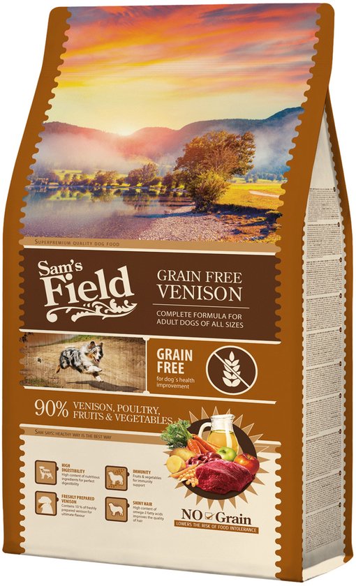 Sam's Field Adult High Meat - Hert - Graanvrij - Hondenvoer - 2.5 kg