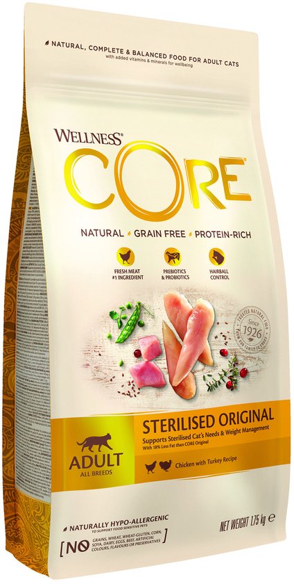 Wellness Core Grain Free Cat Sterilised Kip & Kalkoen - Kattenvoer - 1.75 kg
