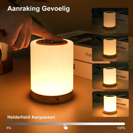 Uuffoo LED Nachtlampje - RGB Kleuren, Oplaadbaar & Dimbaar | Perfect Voor Slaapkamer Of Buiten