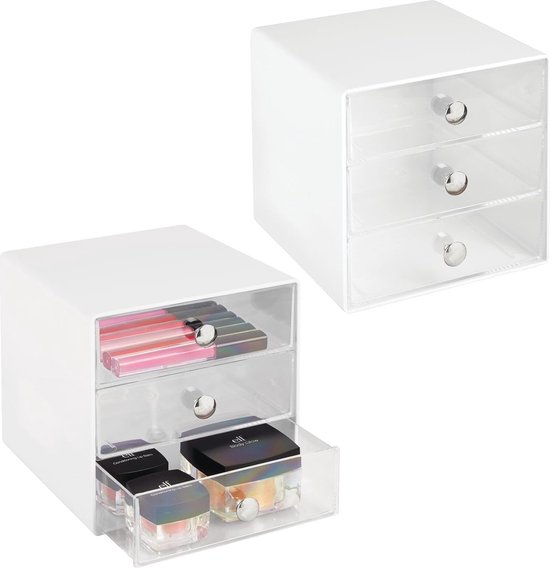 Lade-organizer van kunststof, 7 transparante organizers voor laden, make-up-tablets, schrijfwaren, bestek, voor badkamer, keuken, kantoor, bureau (transparant