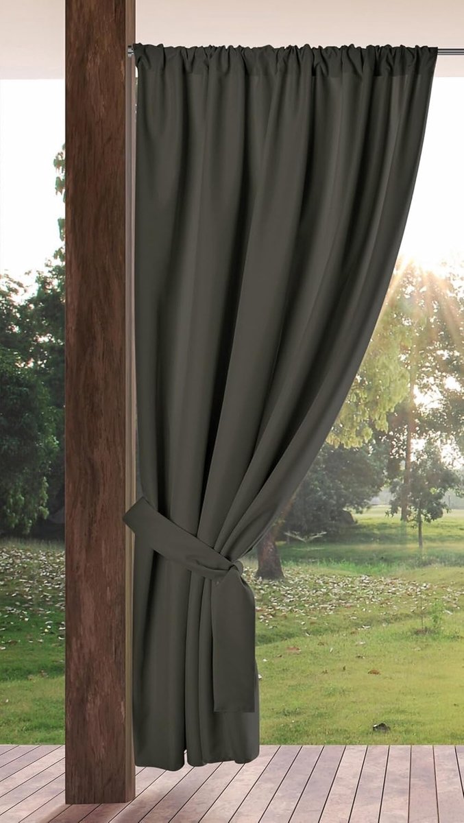 Goodivery ® Tijdloze Outdoor Gordijnen voor Terras, Balkon of Veranda met Zonbescherming en Privacy