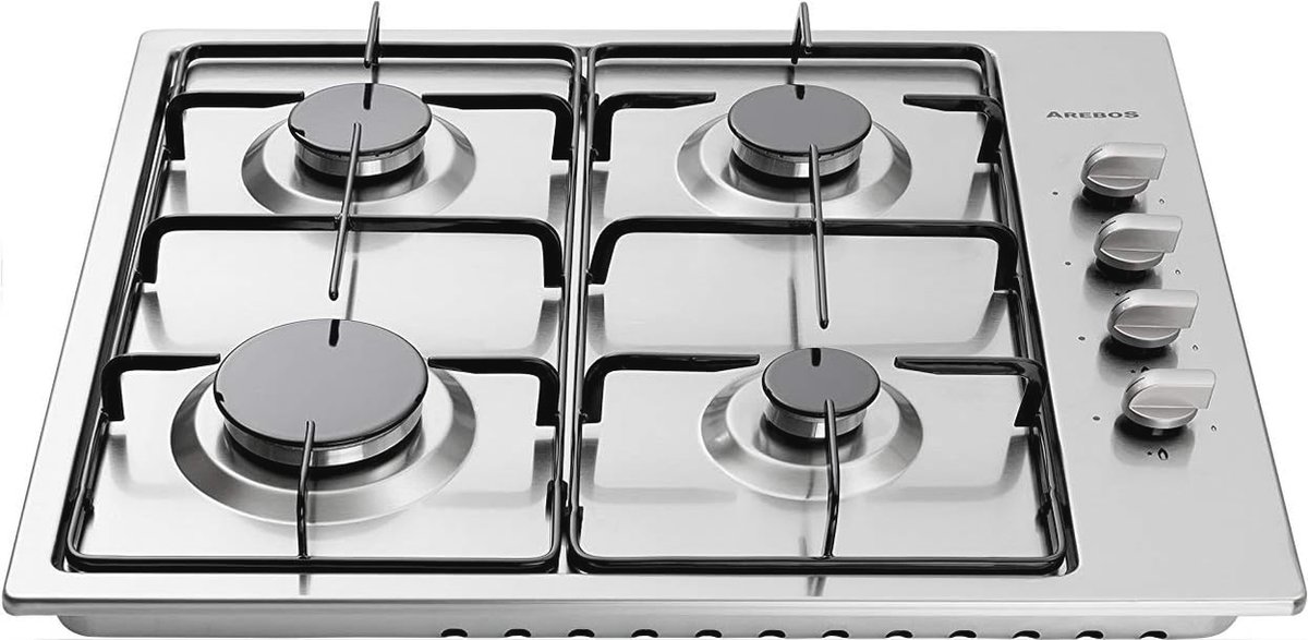 Inbouw gaskookplaat 580x520mm gasfornuis gaskookplaat inbouwfornuis voor aardgas en propaangas 4 vlammen roestvrij staal Inbouw gaskookplaat 580x520mm gasfornuis gaskookplaat inbouwfornuis voor aardgas en propaangas 4 vlammen roestvrij staal