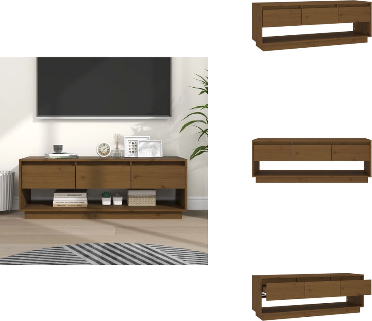 Meuble TV Marron miel 110x35x40,5 cm Bois de pin massif - Meubles Tv