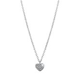Lucardi Dames Ketting met hanger hart met zirkonia - Echt Zilver - Ketting - Cadeau - 42 cm - Zilverkleurig