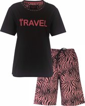 Irresistible Dames Shortama - Katoen - Zebra print - Zwart - Maat XL