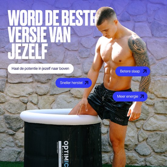OPTIMICE IJsbad All in Pakket - Inclusief Koelelementen, E-Books (Koudwater Therapie, Meditatie, Ademhaling), Thermometer & Draagtas - Zitbad - Wim Hof - Ice Bath - Opvouwbaar en Inklapbaar