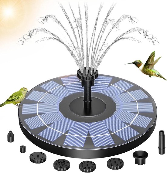 25 W fonteinpomp op zonne-energie - 6 sproeiers - drijvende fonteinpomp voor vijver zwembad - zonne-waterpomp - vogelbad - waterpartij fonteinpomp