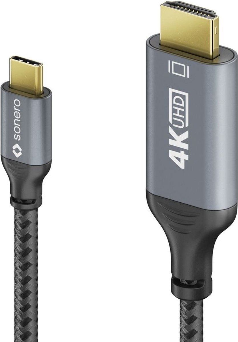 sonero SPC-V100-010 video kabel adapter 1 m USB Type-C HDMI Zwart, Grijs