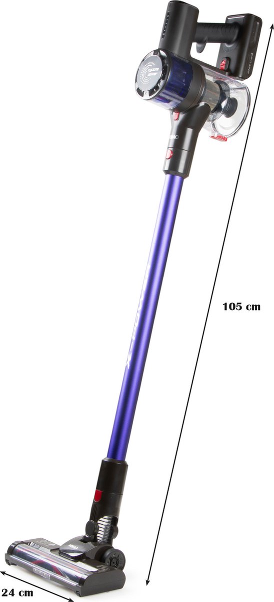 PRIMO PR511SV 3-in-1 BLDC Steelstofzuiger Draadloos - Stofzuiger zonder zak - Kruimelzuiger - Max power 20 kPa - Blauw/Rood – foto 8