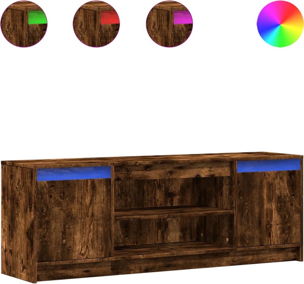 vidaXL - Tv-meubel - met - LED - 139,5x34x50 - cm - bewerkt - hout - gerookt - eiken
