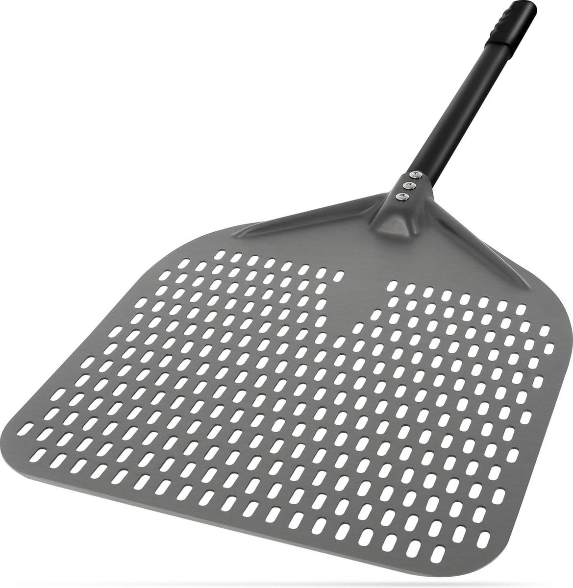 Geperforeerde pizzaschep 35 cm van hard geanodiseerd aluminium Schep voor oven donkergrijs Pizzaschep