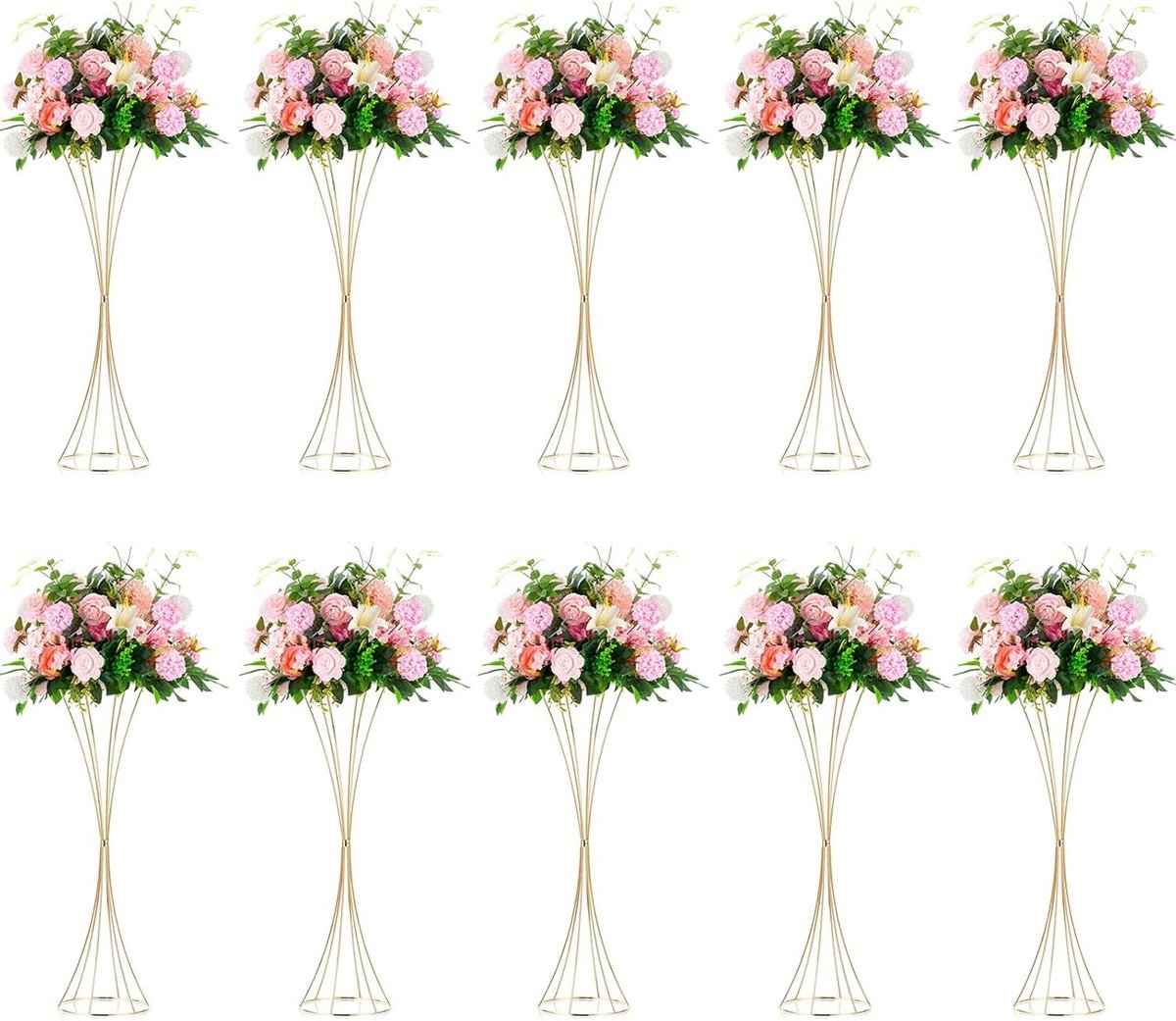 Gouden Bruiloft Centerpieces - Trompetvaas - 79cm Hoog - Tafelvaas - Bloemenstandaard - Kerst Jubileum - Verjaardag - Huisdecoratie ornament op voet