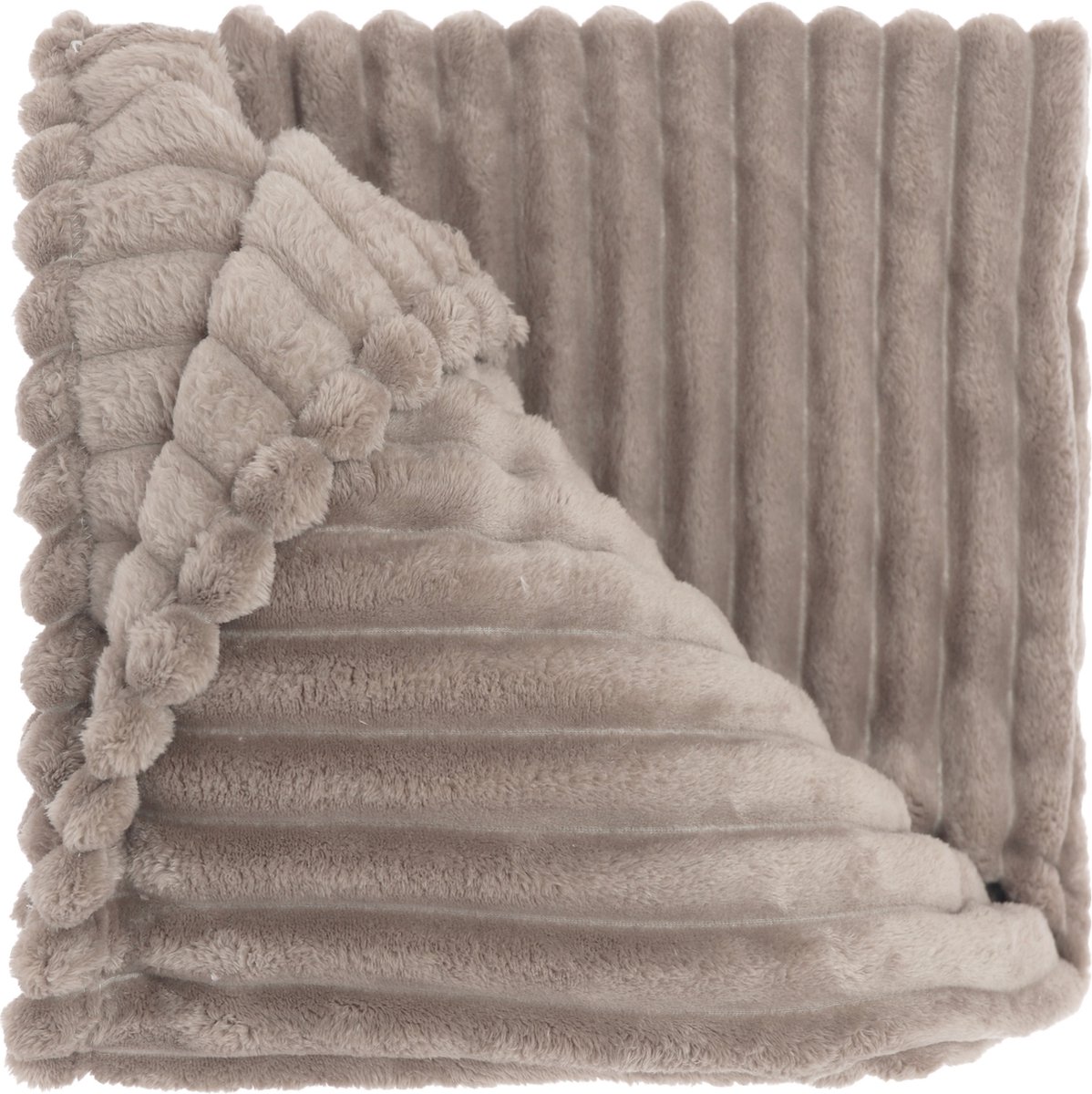 Unique Living Plaid Lex - Polyester - Taupe - 150x200 cm - Brede Rib