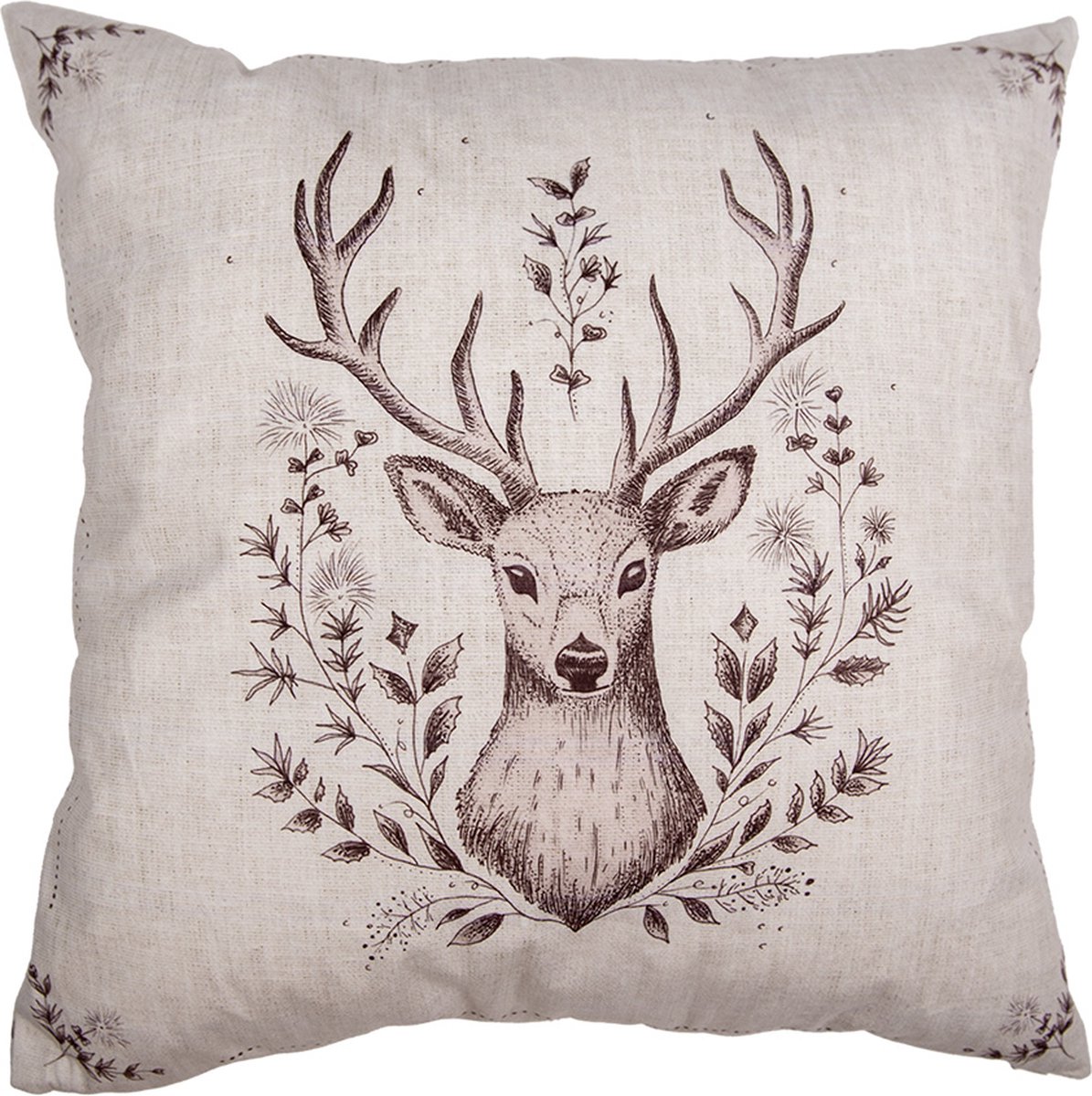 Clayre & Eef Kussenhoes 45x45 cm Beige Polyester Hert