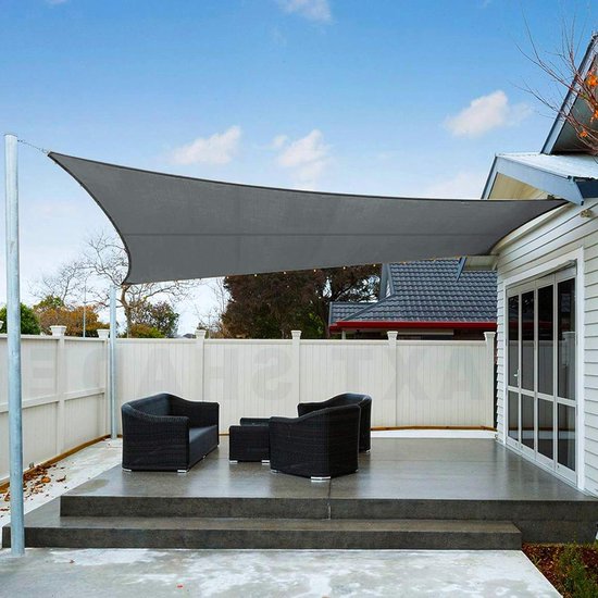 AXT SHADE Schaduwzeil 3,5x5m Rechthoek Waterdicht 95% UV-Bestending voor Buiten Luifel Balkon Tuin-Antraciet