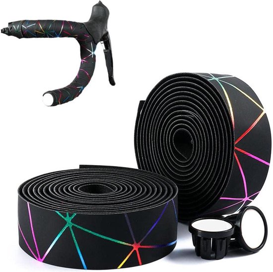 Dilwe Fietsstuurband – 2 Stuks – Ademend Rubber Schuim – Antislip En Schokdempend – 190 X 3 Cm – Inclusief Stuurdop – Geel-zwart – Geschikt Voor Racefietsen