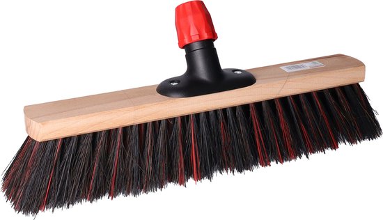Buemag Bezemkop - Arenga/Elaston mix - zwart/rood - hard - hout - 40 cm - straatbezem/buitenbezem - bezem van Buemag — afbeelding 2