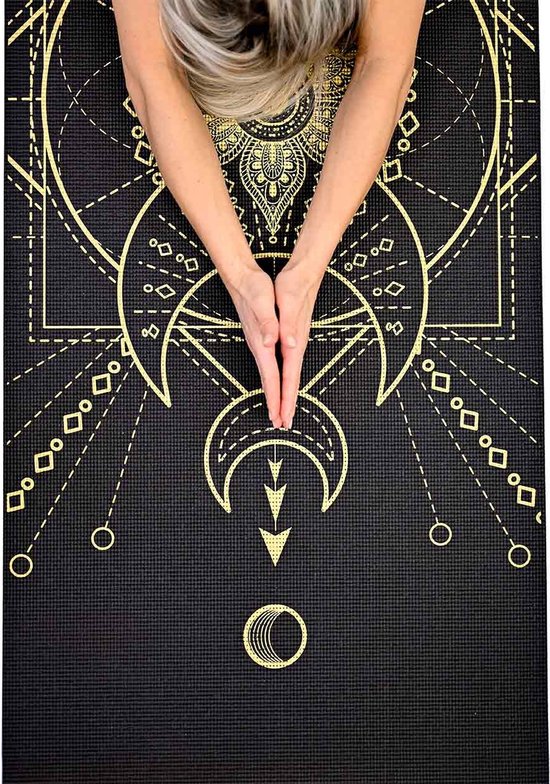Love Generation ● Design Yoga Mat ● Fitness Mat ● Sacred Print ● Zwart van Love Generation — afbeelding 4