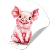 WallCircle® - Behangcirkel 30x30 cm - Muurstickers Varken - Roze - Baby dier - Boerderij dieren - Muurcirkel - Kinderkamer accessoires - Decoratie babykamer - Wandcirkel zelfklevend