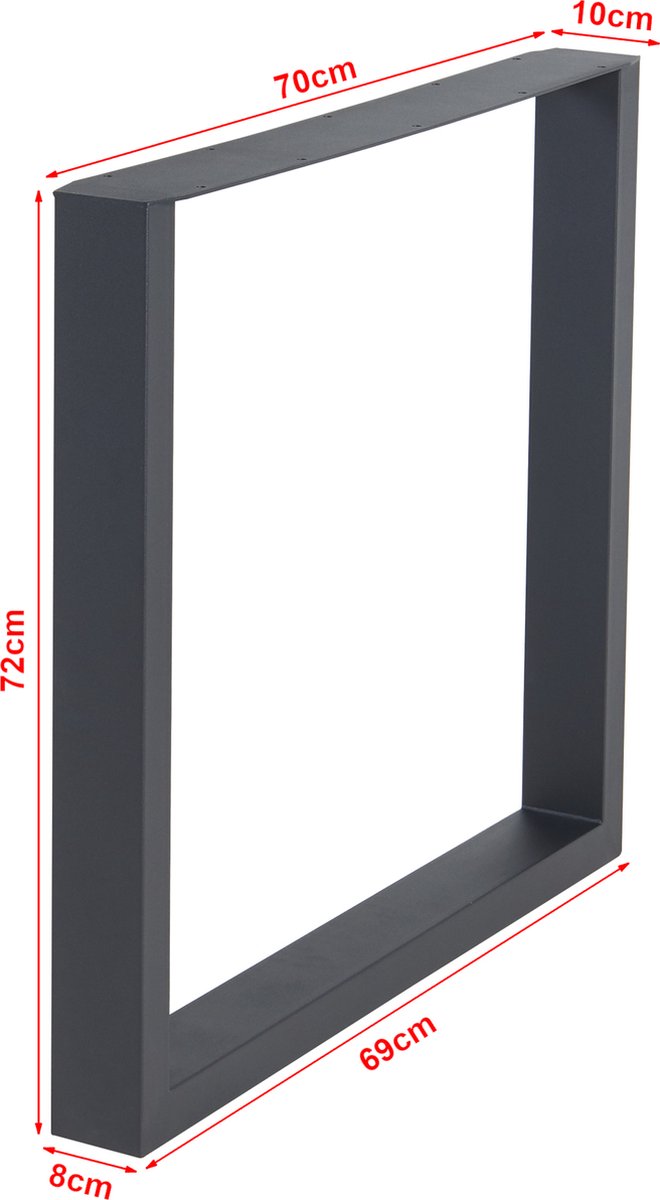 en.casa Stalen onderstel Makers set van 2 tafelpoot 72x70 cm zwart [en.casa]