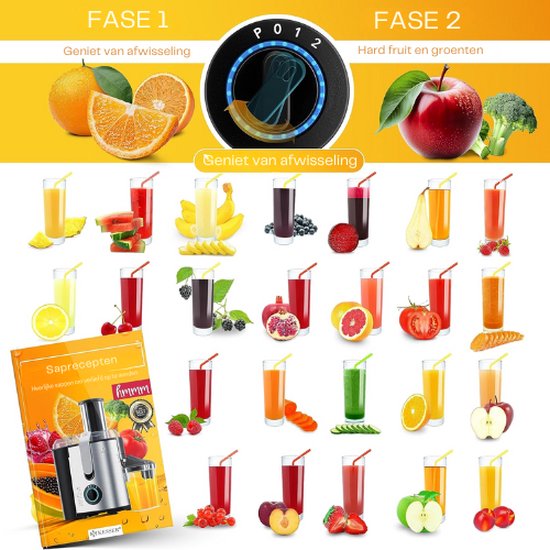 KESSER® Slowjuicer - Sapcentrifuge - Slow Juicer - Sap Centrifuge - Sapcentrifuge Groenten En Fruit - Sapcentrifuge - Slowjuicer Recepten Boek van KESSER® — afbeelding 3