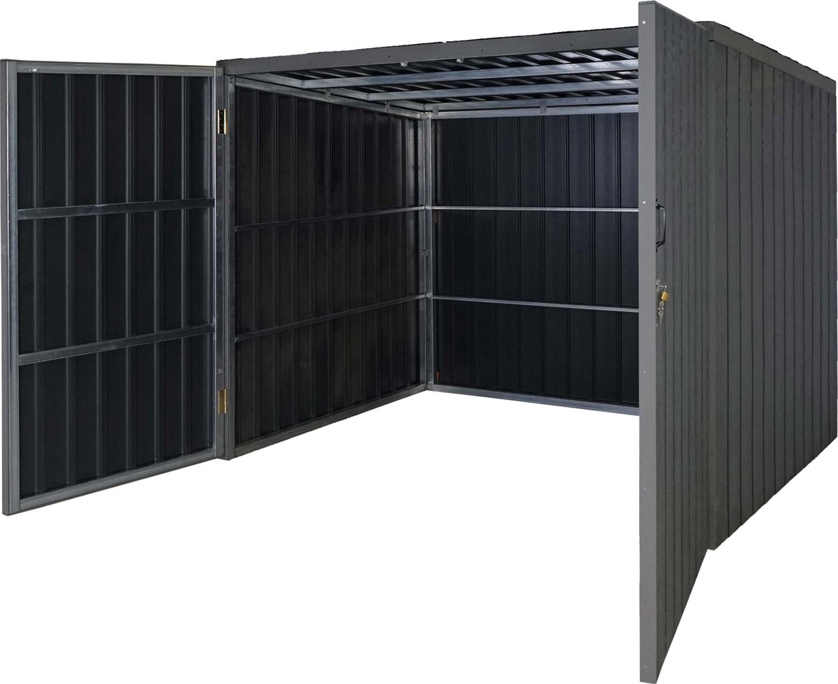 Afvalbakdeksel MCW-J29, afvalbak voor afvalcontainers 660-1100L, WPC metaal 172x213x160cm ~ grijs