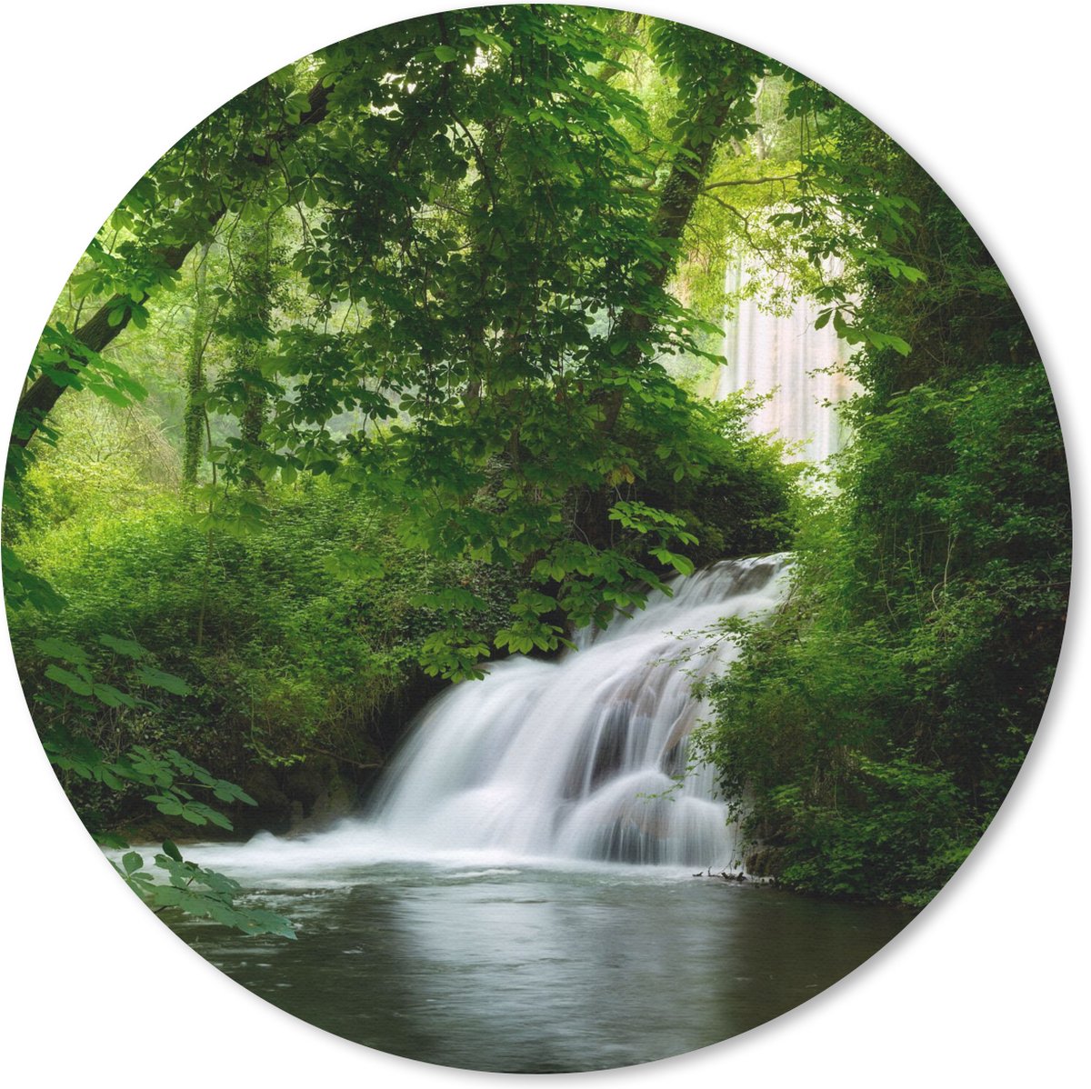 Muismat rond 20x20 cm - Mousepad Waterval - Natuur - Groen - Ronde muismatten