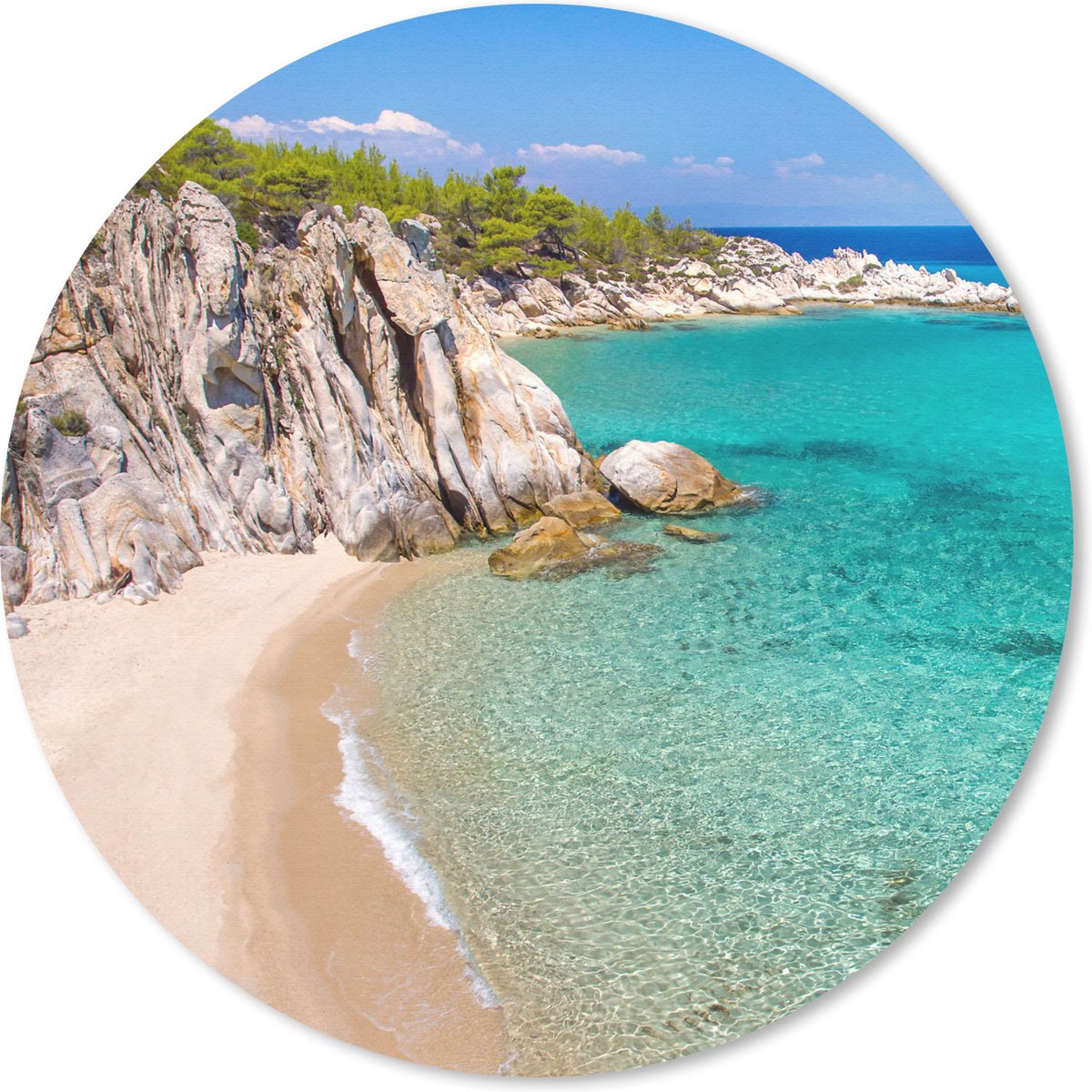 Muismat rond 20x20 cm - Mousepad Zee - Strand - Zomer - Ronde muismatten