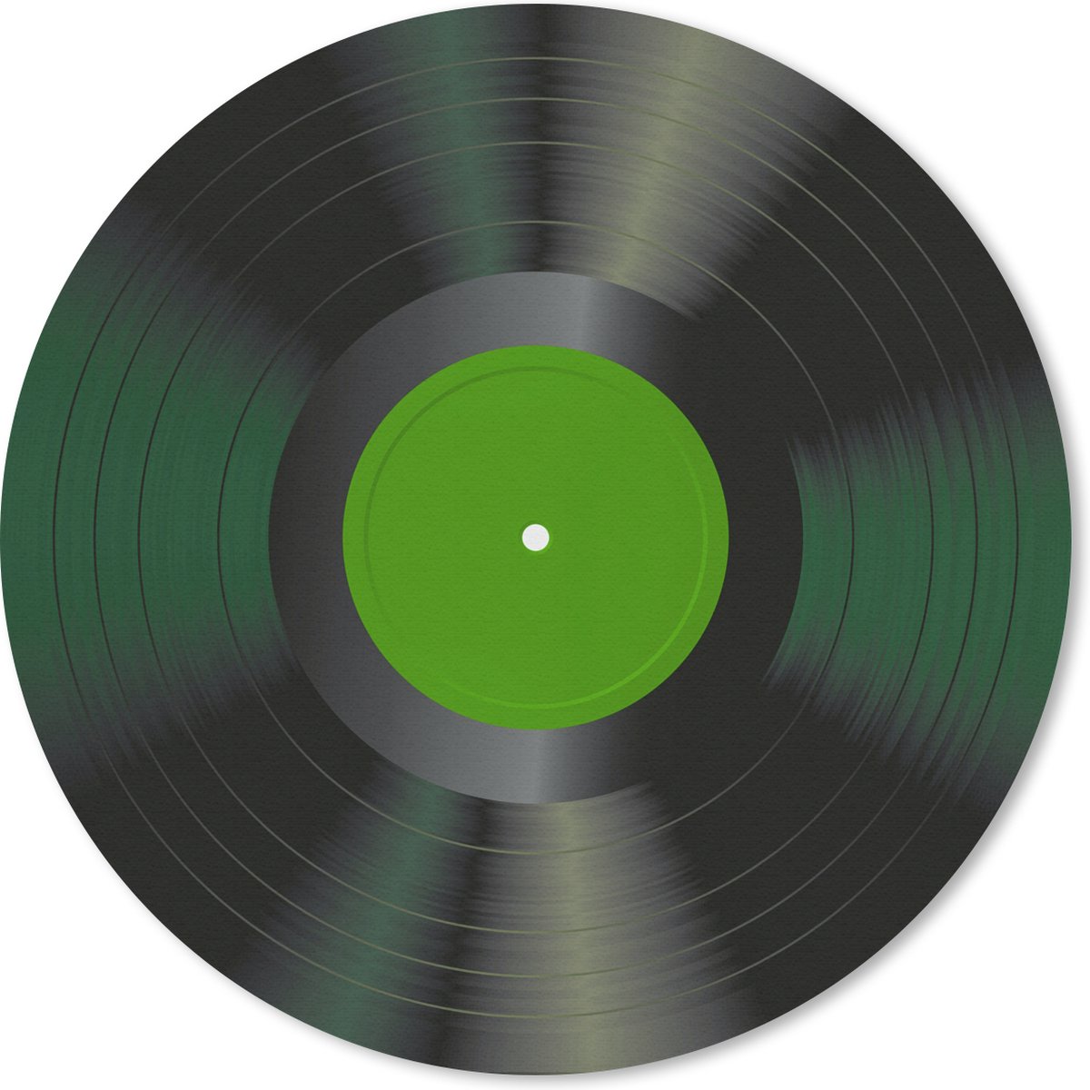 Muismat rond 20x20 cm - Mousepad Retro - Groen - LP - Vinyl - Ronde muismatten