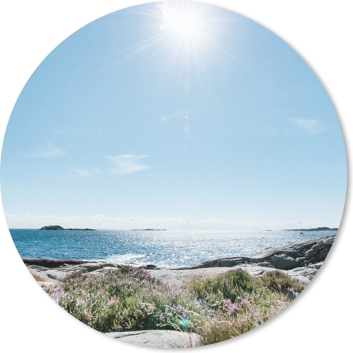Muismat rond 30x30 cm - Mousepad Strand - Natuur - Zon - Ronde muismatten