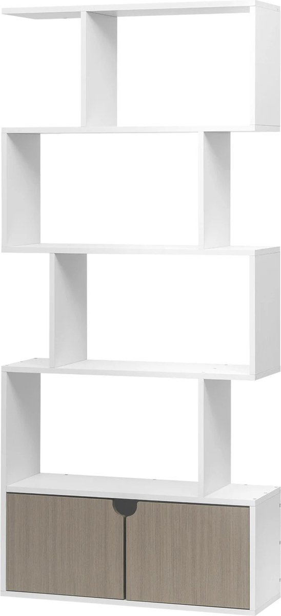 Witte Boekenkast - Staande Plank en Scheidingswand - Ruimtebesparende MDF Opbergkast - Display Boekenplank voor Woonkamer en Slaapkamer - 70 x 23 x 150 cm