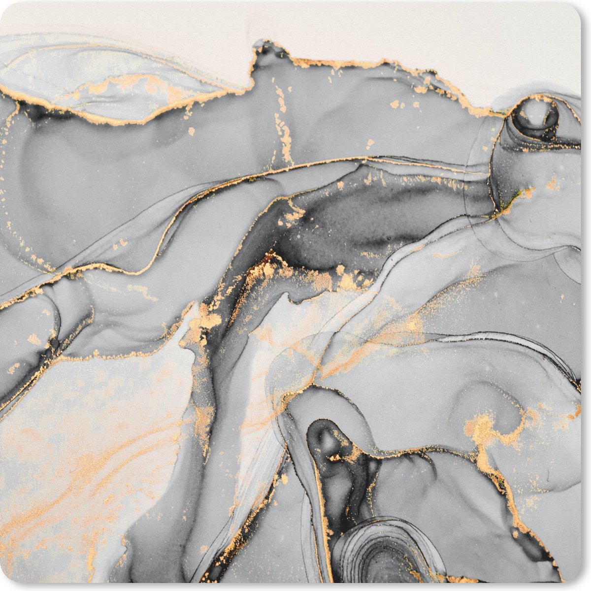 Muismat 30x30 cm - Mousepad Marmer - Goud - Grijs - Muismatten
