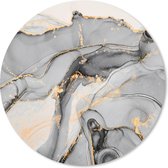 Muismat - Mousepad - Rond - Marmer print - Goud - Grijs - 50x50 cm - Ronde muismat